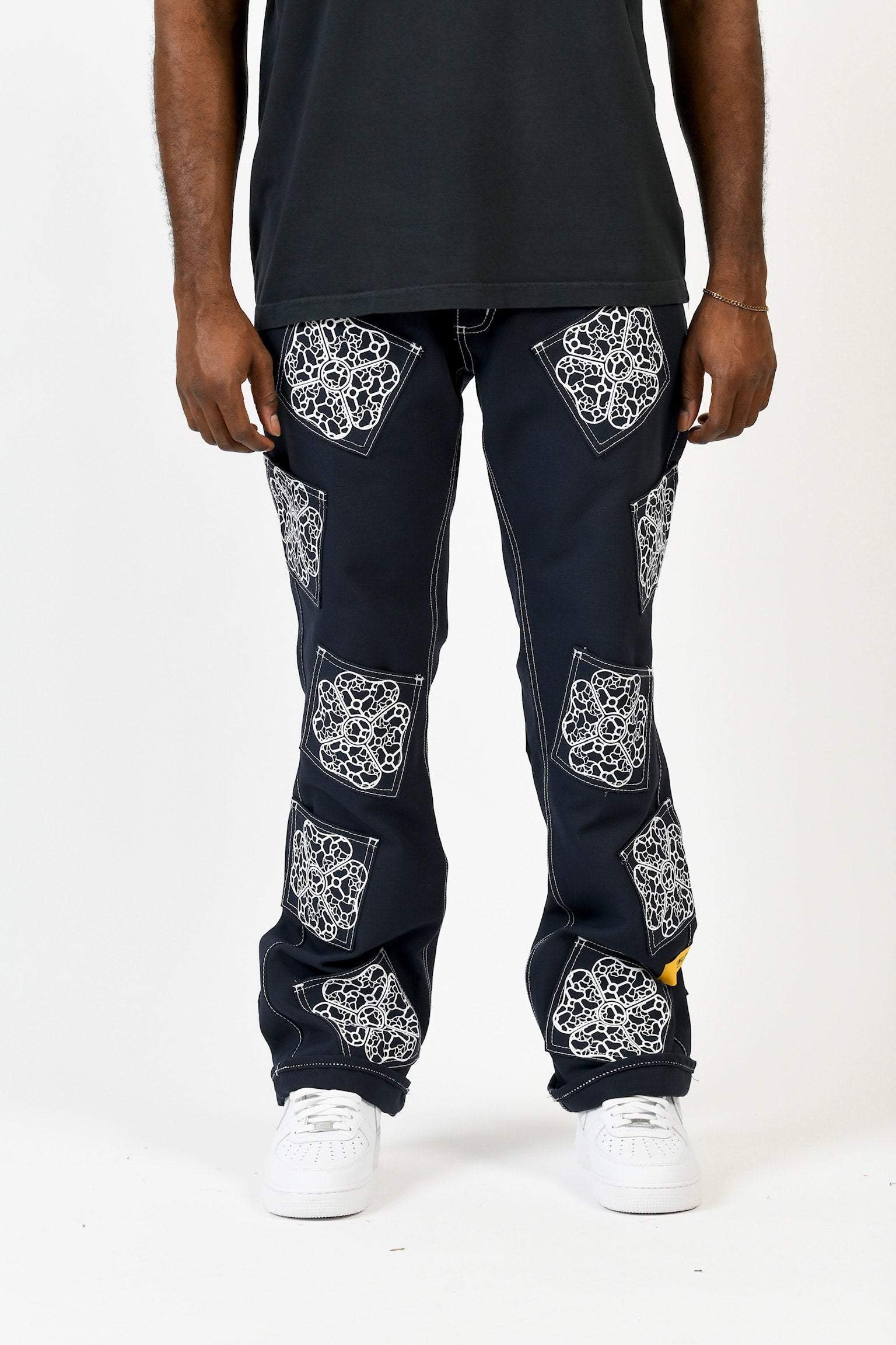 Flower Pants - Navy/White | Emline Clothing